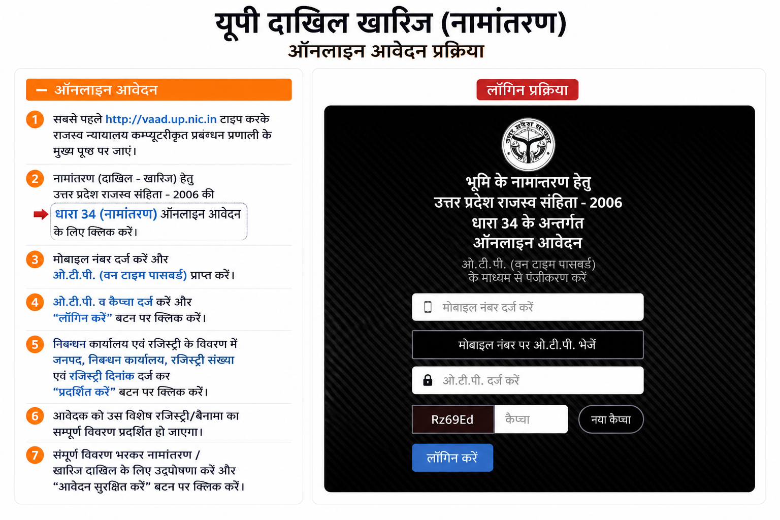 दाखिल खारिज नामांतरण ऑनलाइन आवेदन की प्रक्रिया